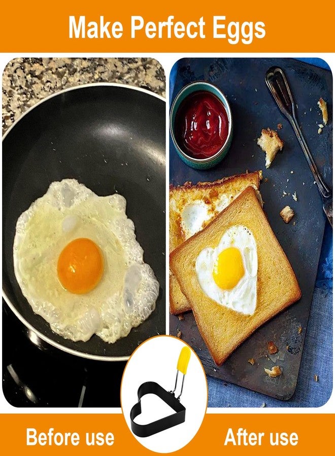 Obsoorth 4 PCS Egg Ring,Stainless Steel Non-stick Egg Rings for Frying Eggs, Round Egg Cooker Ring Molds with Anti-scald Silicone Handle, Egg Mold for Breakfast Sandwiches with Oil Brush - Image 4
